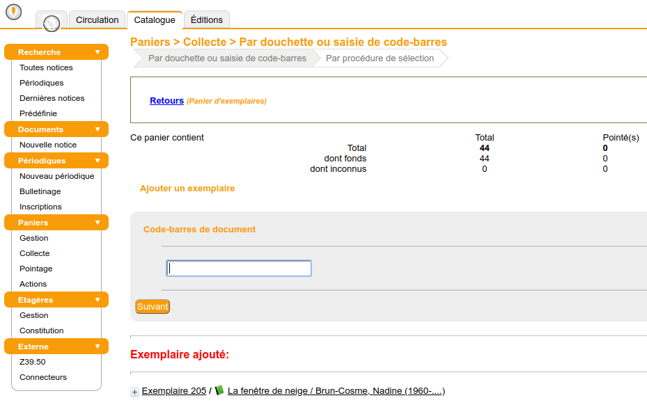 Panier - vérification