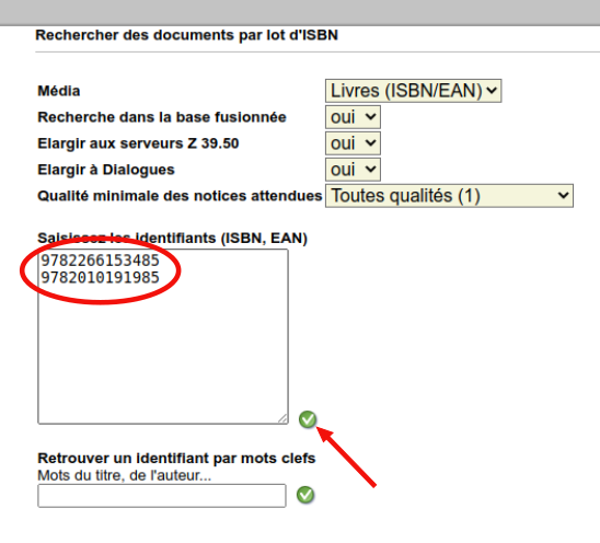Saisir les ISBN
