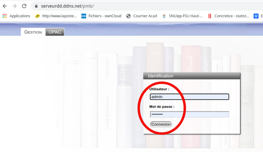 Saisir les identifiants