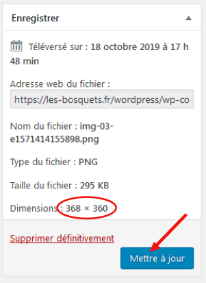 On vérifie, puis : Mettre à jour