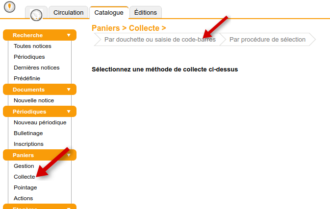 Collecte par douchette