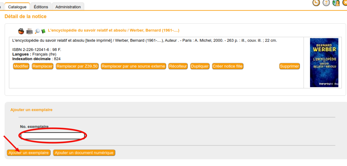 Ajouter un exemplaire